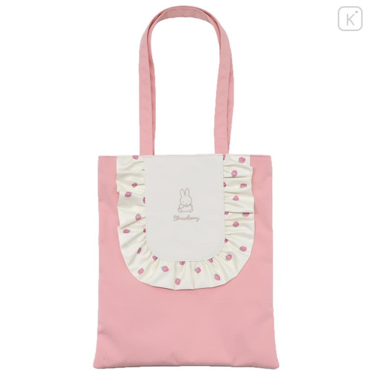 Japan Mofusand Frill Tote Bag - Miffy : Art Weld Strawberry Pink - 1
