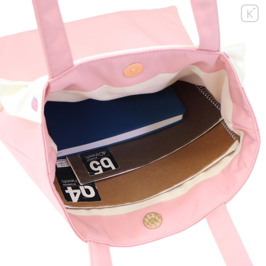 Japan Mofusand Frill Tote Bag - Miffy : Art Weld Strawberry Pink - 3