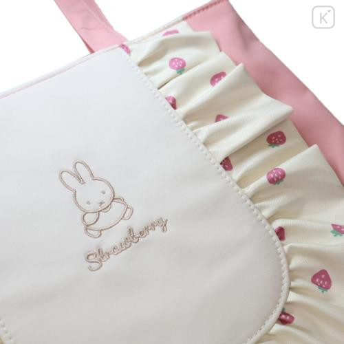 Japan Mofusand Frill Tote Bag - Miffy : Art Weld Strawberry Pink - 5