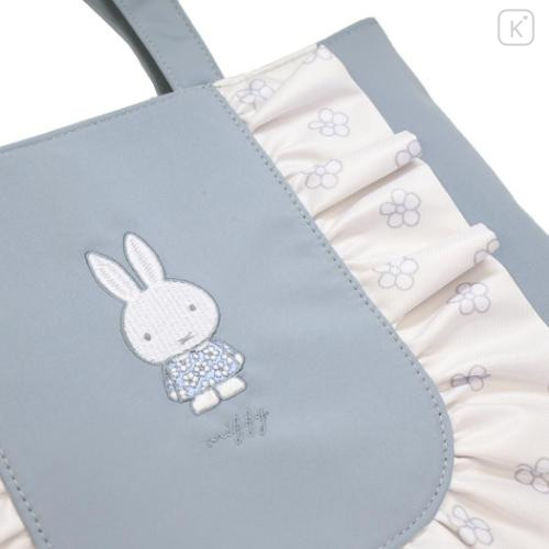 Japan Mofusand Frill Tote Bag - Miffy : Art Weld Blue Flower Dress - 5
