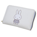 Japan Miffy Mini Card Holder Wallet - Miffy : Blue Flower Dress White - 1