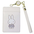 Japan Miffy Pass Case Card Holder & Reel - Miffy : Blue Flower Dress White - 1