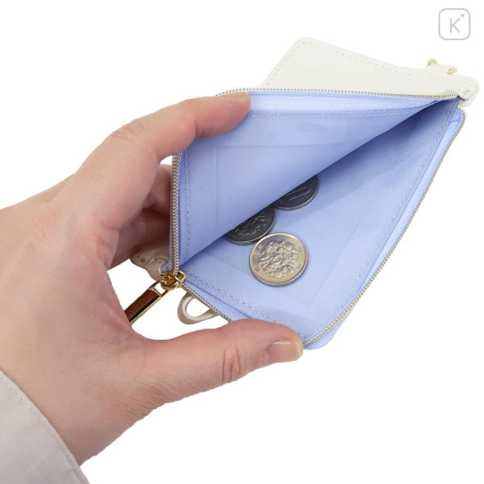 Japan Miffy Pass Case Card Holder & Coin Case & Reel - Miffy : Blue Flower Dress White - 3