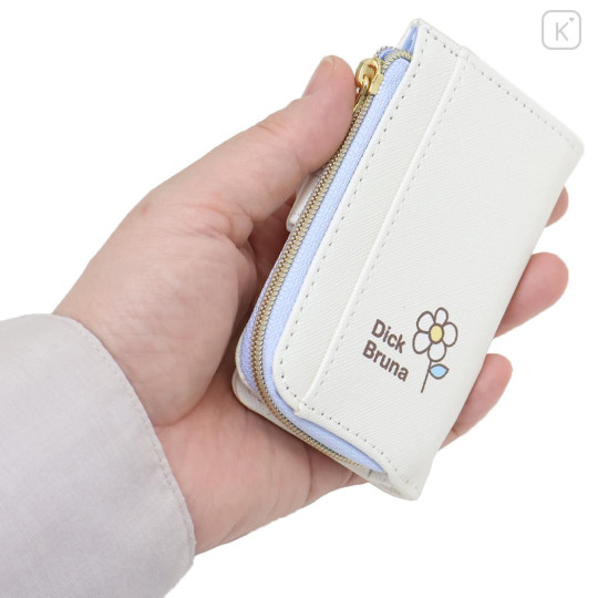 Japan Miffy Key Case Card Holder & Coin Case - Miffy : Blue Flower Dress White - 2