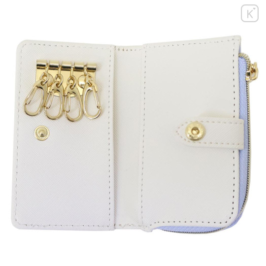Japan Miffy Key Case Card Holder & Coin Case - Miffy : Blue Flower Dress White - 3