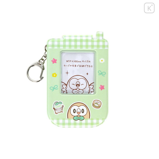 Japan Pokemon Photo Holder Card Case Keychain - Rowlet : Pokepeace Gingham Flip Phone Style - 1