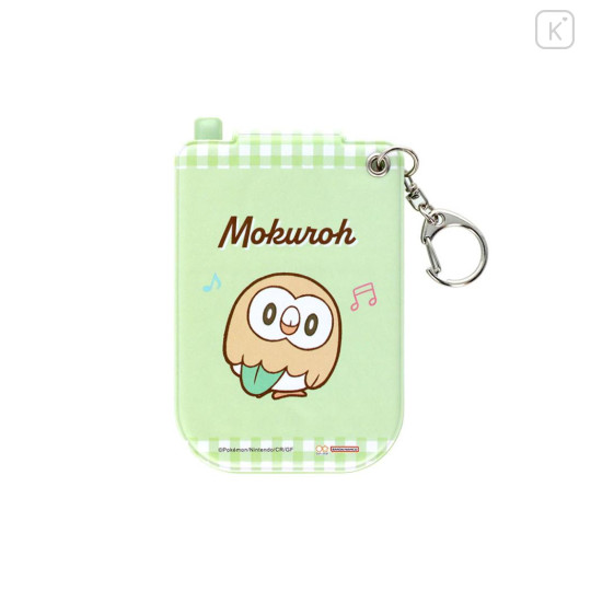 Japan Pokemon Photo Holder Card Case Keychain - Rowlet : Pokepeace Gingham Flip Phone Style - 2