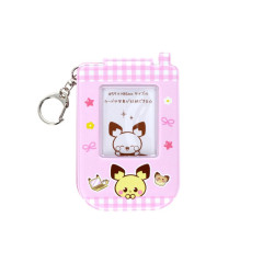 Japan Pokemon Photo Holder Card Case Keychain - Pichu : Pokepeace Gingham Flip Phone Style