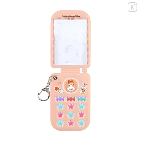 Japan Pokemon Photo Holder Card Case Keychain - Scorbunny : Pokepeace Gingham Flip Phone Style - 3