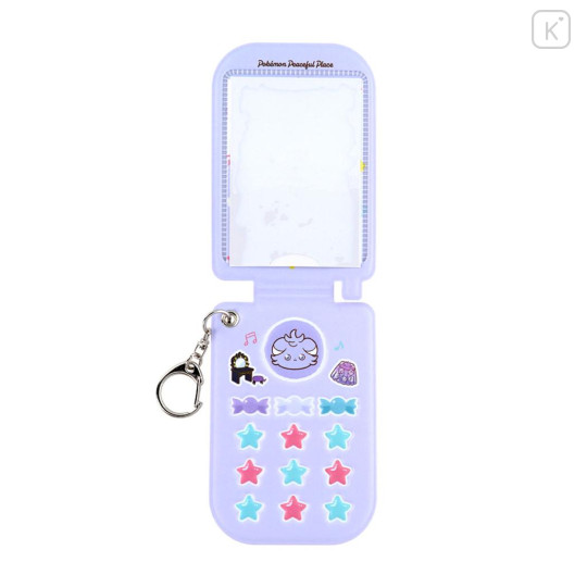 Japan Pokemon Photo Holder Card Case Keychain - Espurr : Pokepeace Gingham Flip Phone Style - 3