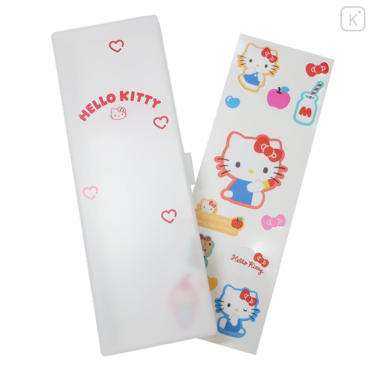 Japan Sanrio Clear Hard Shell Pencil Box - Hello Kitty : Sticker Deco - 1