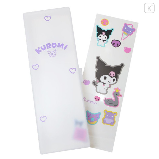 Japan Sanrio Clear Hard Shell Pencil Box - Kuromi : Sticker Deco - 1