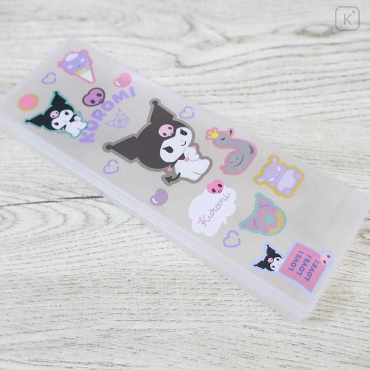 Japan Sanrio Clear Hard Shell Pencil Box - Kuromi : Sticker Deco - 3