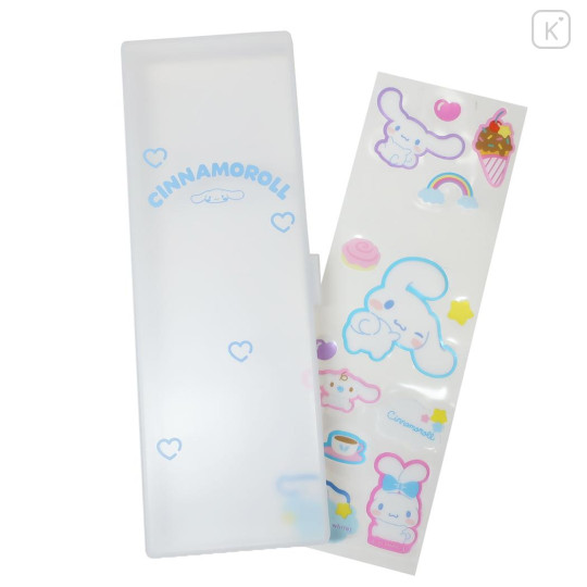 Japan Sanrio Clear Hard Shell Pencil Box - Cinnamoroll : Sticker Deco - 1