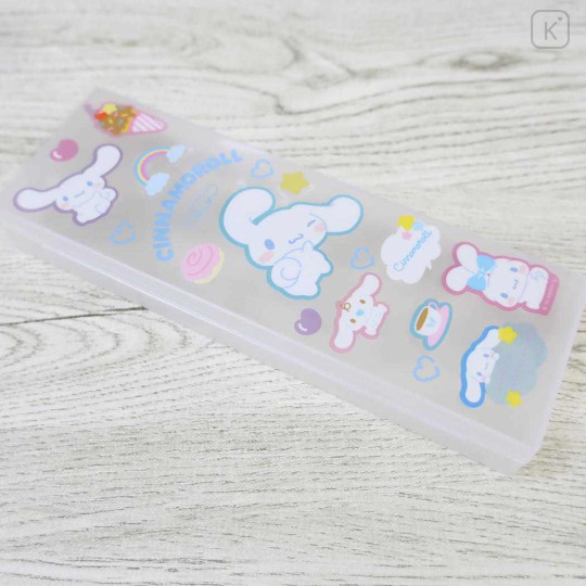 Japan Sanrio Clear Hard Shell Pencil Box - Cinnamoroll : Sticker Deco - 3
