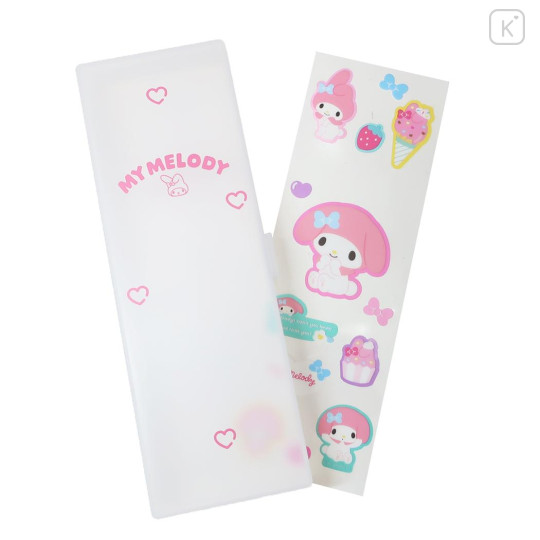 Japan Sanrio Clear Hard Shell Pencil Box - My Melody : Sticker Deco - 1