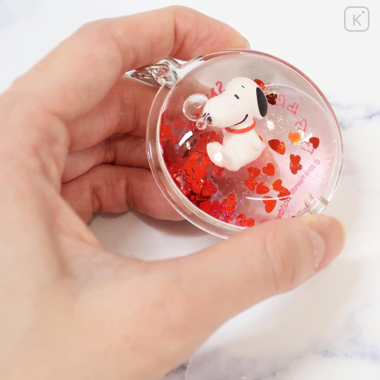 Japan Peanuts Floating Keychain - Snoopy : Love Smak Red - 2