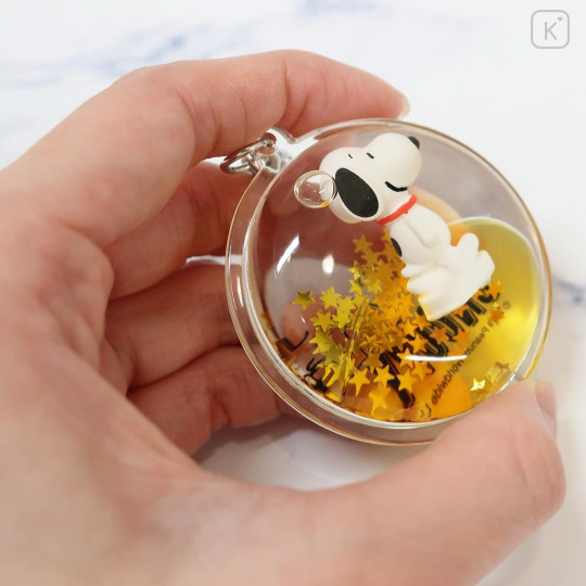 Japan Peanuts Floating Keychain - Snoopy : Star Yellow - 2