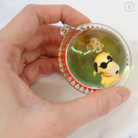 Japan Peanuts Floating Keychain - Snoopy : Joe Cool Yellow - 2