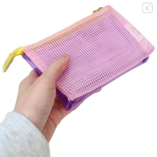 Japan The Powerpuff Girls Clear Cosmetic Pouch - Pixel Triple Compartment Pink Purple - 2