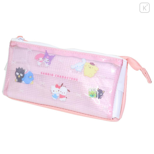 Japan Sanrio Flap Pen Pouch Pencil Case - Characters Hug Pink White - 1