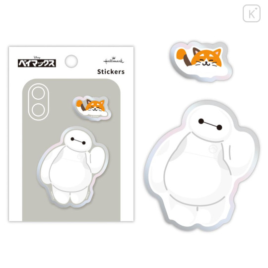 Japan Disney Acrylic Sticker - Baymax & Cat - 1
