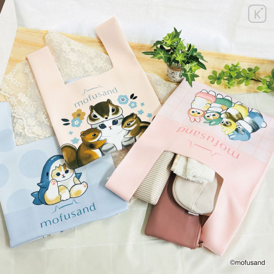 Japan Mofusand Jacquard Woven Mini Tote Bag - Squirrel Cat Pink - 3