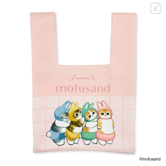 Japan Mofusand Jacquard Woven Mini Tote Bag - Rabbit Cat Pink - 1