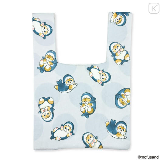 Japan Mofusand Jacquard Woven Mini Tote Bag - Shark Cat Blue - 4