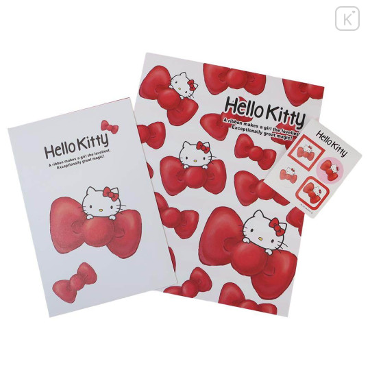 Japan Sanrio Stationery Letter Set - Hello Kitty : Big Ribbon Red - 1