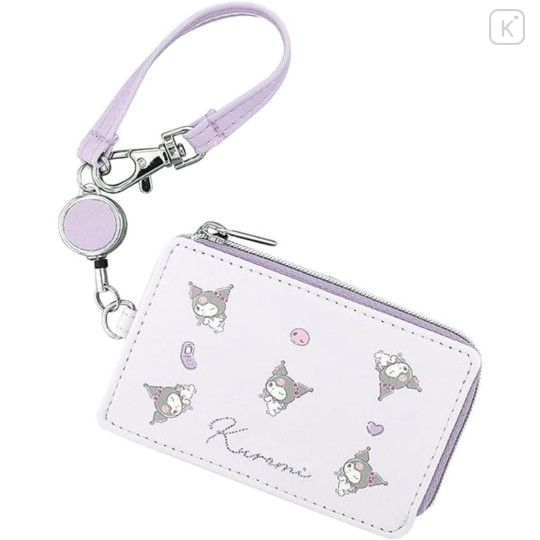 Japan Sanrio Pass Case with Reel - Kuromi : After School Memories - 1