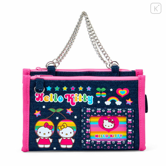 Japan Sanrio Denim Pouch - Hello Kitty : Heart-fluttering Heisei Girl - 1