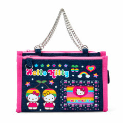 Japan Sanrio Denim Pouch - Hello Kitty : Heart-fluttering Heisei Girl