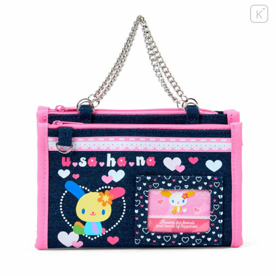 Japan Sanrio Denim Pouch - Usahana : Heart-fluttering Heisei Girl - 1