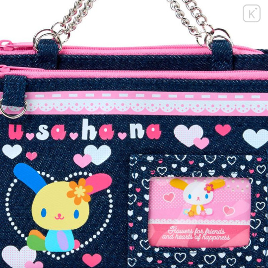 Japan Sanrio Denim Pouch - Usahana : Heart-fluttering Heisei Girl - 6