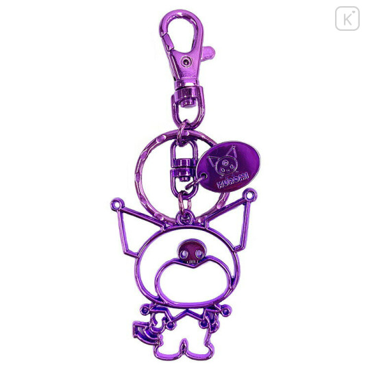 Japan Sanrio Metal Keychain - Kuromi : Outline Purple - 1