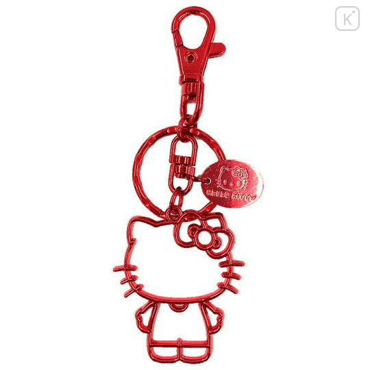 Japan Sanrio Metal Keychain - Hello Kitty : Outline Red - 1