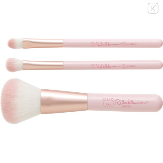Japan San-X Makeup Brush Set with Clear Pouch - Makeup Rilakkuma - 2