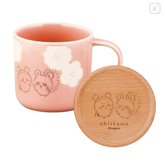 Japan Chiikawa Porcelain Mug with Coaster Set - Furuhonya Kani-chan & Momonga : Happy Blossom - 4