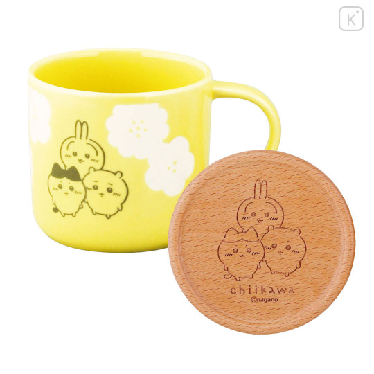 Japan Chiikawa Porcelain Mug with Coaster Set - Chiikawa & Hachiware & Usagi : Happy Blossom - 1