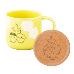 Japan Chiikawa Porcelain Mug with Coaster Set - Chiikawa & Hachiware & Usagi : Happy Blossom