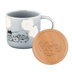 Japan Chiikawa Porcelain Mug with Coaster Set - Chiikawa & Hachiware & Rakko : Happy Blossom