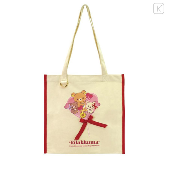 Japan San-X Store Ribbon Tote Bag - Rilakkuma : Heart - 1