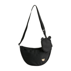 Japan San-X Store Ear Pouch with Shoulder Bag - Rilakkuma : Black