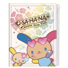 Japan Sanrio Zippered 6 Pocket Clear File - Usahana : Kawaii Style Time