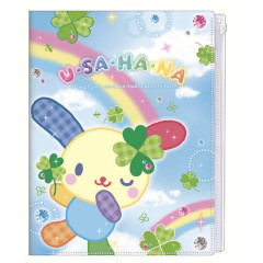 Japan Sanrio Zippered 6 Pocket Clear File - Usahana : Happy Clover Days
