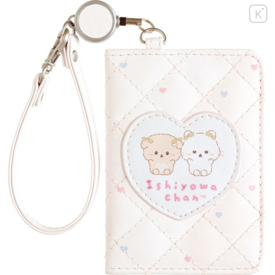 Japan San-X Bifold Pass Case Card Holder with Reel - Ishiyowa-chan : Love My Favorite Idol - 1