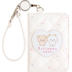 Japan San-X Bifold Pass Case Card Holder with Reel - Ishiyowa-chan : Love My Favorite Idol