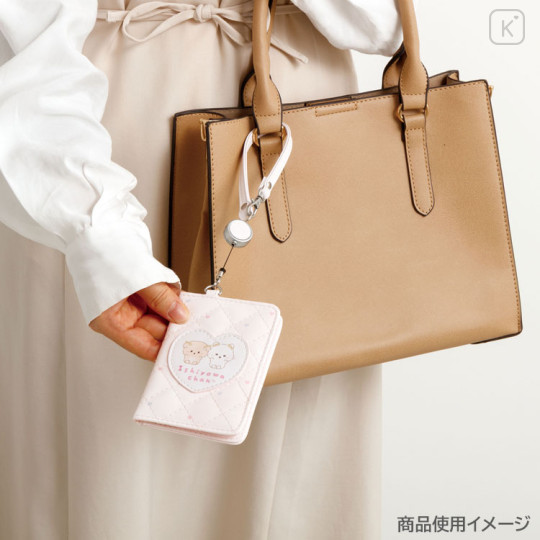 Japan San-X Bifold Pass Case Card Holder with Reel - Ishiyowa-chan : Love My Favorite Idol - 3