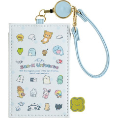 Japan San-X Pass Case Card Holder & Reel - Universe San-X Town Characters Light Blue
